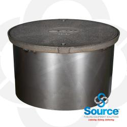 18 Inch 104 Series Round Bolt-Down Watertight Cast Iron Manhole With Cast Iron Ring and 11-1/4 Inch Tall Galvanized Steel Skirt