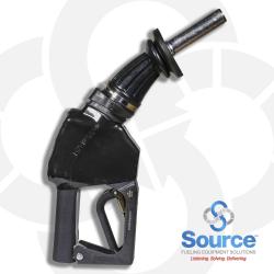 14E Series Black ECO Enhanced Dripless Conventional E10 Unleaded Gasoline Nozzle With Interlock  3/4 Inch Inlet  2-Piece Hand Insulator  Aluminum Spout With Stainless Tip/Teflon-Coated Inside  And Hold-Open Rack. UL/ULC Listed And CARB Certified.