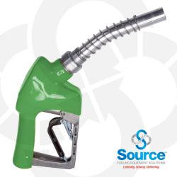 Green Xs Pressure Activated Light Duty Diesel Automatic Nozzle 3/4 Inch Inlet 3-Notch Hold Open Clip. Ul Listed.