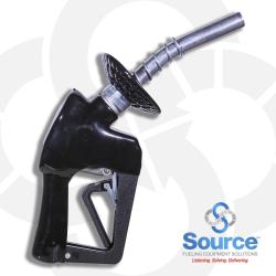 Black XS Pressure Activated Unleaded Automatic Nozzle With 3/4 Inch Inlet, Splash Guard, And 3-Notch Hold Open Clip. UL Listed.