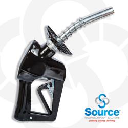 Black XS Pressure Activated Unleaded Automatic Nozzle 3/4 Inch Inlet Splash Guard 3-Notch Hold Open Clip. Ul Listed.