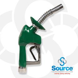 Green XS Pressure Activated Light Duty Diesel Automatic Nozzle With 1 Inch Inlet, Splash Guard, And 3-Notch Hold Open Clip. Ul Listed.