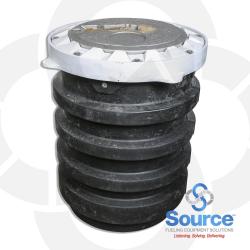 5 Gallon EDGE Series Doublewall Spill Containment Manhole With 4 Inch Thread-On Cast Iron Base, Polyethylene Bellows, Coated Ductile Iron Ring, Cast Iron Sealable Cover, Float Gauge, And Drain Valve
