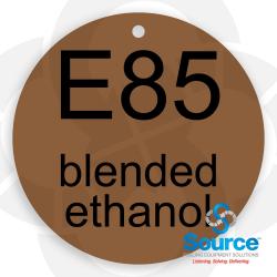 E85 Spill Container Internal Hanging ID Tag API Color-Coded Copper With Black E85 Blended Ethanol Text