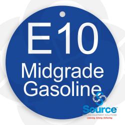 E10 Midgrade Spill Container Internal Hanging ID Tag API Color-Coded Blue With White E1O Midgrade Gasoline Text