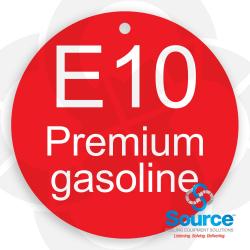 E10 Premium Spill Container Internal Hanging ID Tag API Color-Coded Red With White E1O Premium Gasoline Text