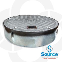 44-1/4 Inch Fiberglass Composite Plain Grey Cover Roto-Lock Manhole With Recessed Handle 10 Inch Skirt