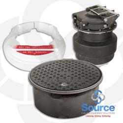 5 Gallon Below Grade Spill Bucket With Black Cover Cast Iron Base