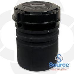 Defender Series 5 Gallon Grade Level Double Wall Spill Container With NPSM Base Threads With Drain, With Visual Monitor and Black Epoxy Coated Cast Iron Gasketed Lid
