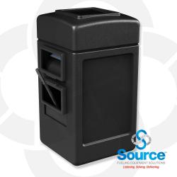 28 Gallon Square Waste Container With Windshield Service Center (Black)