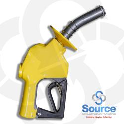 7HB Series Yellow Diesel/B5 Pressure-Sensing Automatic Prepay Nozzle With 1 Inch NPT Inlet  Splash Guard  1-Piece Hand Insulator  Aluminum Spout With Spout Ring  And 3-Position Hold-Open Rack. UL 2586 Listed.