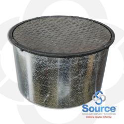 18 Inch Round Diamond Plate Steel Manhole With Cast Iron Ring And 10 Inch Tall Galvanized Steel Skirt