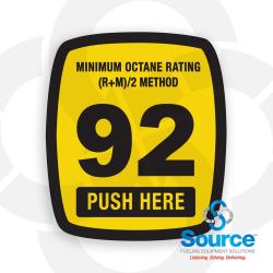 92 Octane Push To Start Black Text/Yellow Background Decal