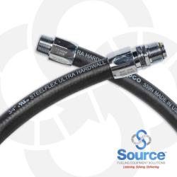 3/4 Inch x 9 Foot Black SteelFlex Ultra Hardwall Hose Male x Male Swivel Chrome Crimped Ends