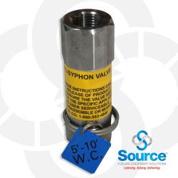 1/2 Inch NPT Stainless Steel Inline Anti-Siphon Valve With Thermal Expansion Relief  5-10 Foot W.C.