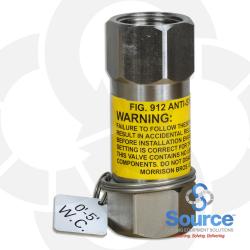1 Inch NPT Stainless Steel Inline Anti-Siphon Valve With Thermal Expansion Relief  0-5 Foot W.C.