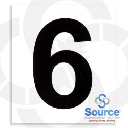 4 Inch x 3-1/2 Inch Pump Number Decal  Black On White - 6