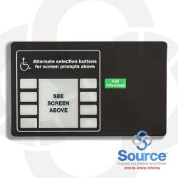 Encore S ADA Printer Door Softkey Graphic Overlay With Monochrome Softkeys And Green Call Attendant Key, White/Black