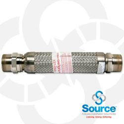 2 Inch x 15 Inch Stainless Steel FLEX-ING Flex Connector With 2 Inch Hex Male x 2 Inch Hex Male Swivel Nickel-Plated Steel Ends
