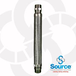 2 Inch x 24 Inch Stainless Steel FLEX-ING Flex Connector With 2 Inch Hex Male x 2 Inch Hex Male Swivel Nickel-Plated Steel Ends