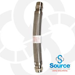 2 Inch x 24 Inch Stainless Steel FLEX-ING Flex Connector With 2 Inch Hex Male Swivel x 2 Inch Non-Hex Female Nickel-Plated Steel Ends