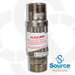 3 Inch x 12 Inch Stainless Steel FLEX-ING Flex Connector With 3 Inch Non-Hex Male x 3 Inch Non-Hex Male Nickel-Plated Steel Ends