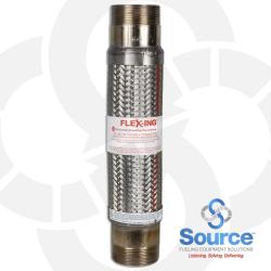 3 Inch x 18 Inch Stainless Steel FLEX-ING Flex Connector With 3 Inch Non-Hex Male x 3 Inch Non-Hex Male Nickel-Plated Steel Ends