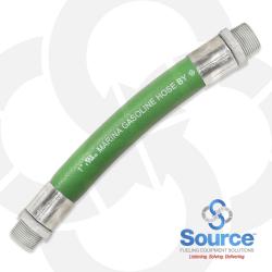 1 Inch x 12 Inch Green Marina Gasoline Whip Hose Male x Male Ends. UL330 And ULC Listed.