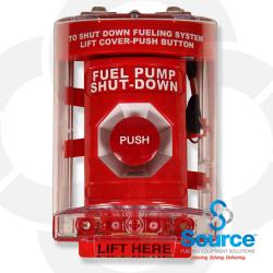 Emergency Stop Operator Twist To Release With Lift-Up Clear Cover & Alarm (Outdoor Rated - Red)