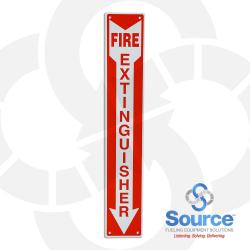 4 Inch X 24 Inch Aluminum Sign - Vertical - Single Faced - Fire Red Reverse On White - Fire Extinguisher (Inside Arrow)