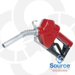 3/4 Inch Red 14.5 GPM Automatic Gasoline Nozzle With 3/4 Inch FNPT Inlet, 15/16 Inch Gasoline Spout, Hook, And 3-Position Hold Open Latch
