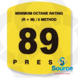 Gilbarco Encore 500S/700S Rounded 89 Octane Rating Push-To-Start Button Overlay, Black Text/Yellow Background (ES500S-89)