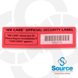 We Care Security Sticker Label  Wide Leading Edge - qty 100 (S9230002-1WE)