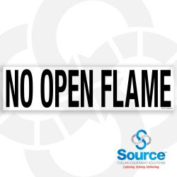24 Inch Wide x 6 Inch Tall No Open Flame Vinyl Warning Decal With Black Text On White Background
