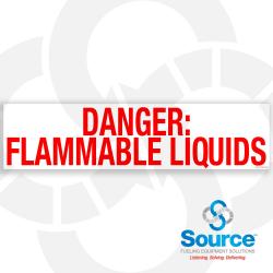 33 Inch Wide x 8 Inch Tall Danger: Flammable Liquids Vinyl Warning Decal With Red Text On White Background
