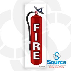 3 Inch Wide x 9 Inch Tall Fire Extinguisher Vinyl Decal With White Text On Red Extinguisher And White Background