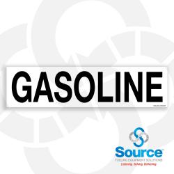12 Inch Wide x 3 Inch Tall Gasoline Vinyl Product Identification Decal With Black Text On White Background
