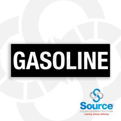 4-1/2 Inch Wide x 1-1/2 Inch Tall Gasoline Vinyl Product Identification Decal With White Text On Black Background