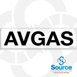 12 Inch Wide x 3 Inch Tall AVGas Vinyl Product Identification Decal With Black Text On White Background