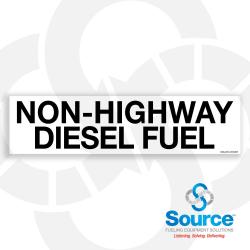 12 Inch Wide x 3 Inch Tall Non-Highway Diesel Fuel Vinyl Product Identification Decal With Black Text On White Background