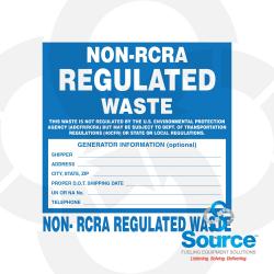 6 Inch Wide x 6 Inch Tall Non-RCRA Regulated Waste Vinyl Decal With Blue And White Text On White Background