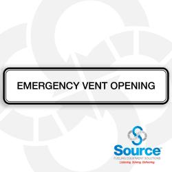6-3/4 Inch Wide x 1-1/2 Inch Tall Emergency Vent Vinyl Decal With Black Text On White Background