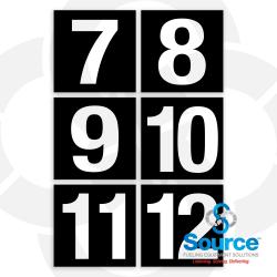 4 Inch Wide x 4 Inch Tall Vinyl 7-12 Pump Number Decal Kit With White Text On Black Background