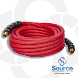 1/4 Inch x 25 Foot Red Ultra Lightweight 300 PSI Rubber Air Hose With 1/4 Inch Male x 1/4 Inch Male Brass Ends